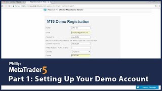 Phillip MT5  Setting Up Your Demo Account Part 1 [upl. by Airemaj]