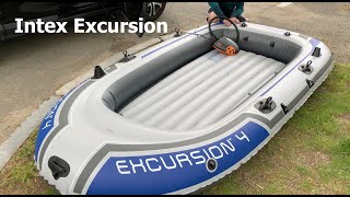 Intex Excursion 4 Inflatable Boat Test on River [upl. by Sone]