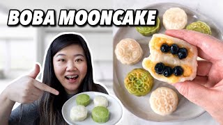 I Made BOBA MOONCAKES From Scratch Easy Snow Skin Mooncake Recipe [upl. by Odlaner160]