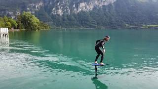 Foil pumping Hydrofoil surfing Session on the lake Thun [upl. by Ahsikal441]