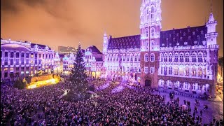 GrandPlace Brussels  Light show  Belgium  Europe [upl. by Anahtor]