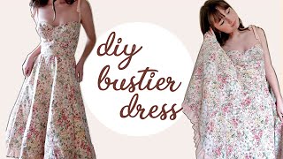 DIY Bustier Dress from a Bedsheet  Cottagecore Dream Dress  broderiebloom [upl. by Carmella667]