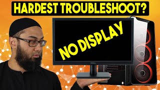 Computer Turns On But No Display  Led Light On Fan Spinning  HARDEST Troubleshoot [upl. by Nehgem346]