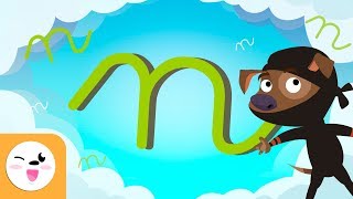 Letra N con caligrafía enlazada  El abecedario para niños [upl. by Matheny]